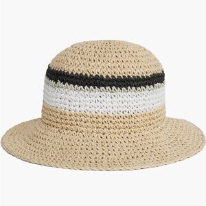 Badgley Mischka Collection Crochet Bucket Hat with Black and White Stripes